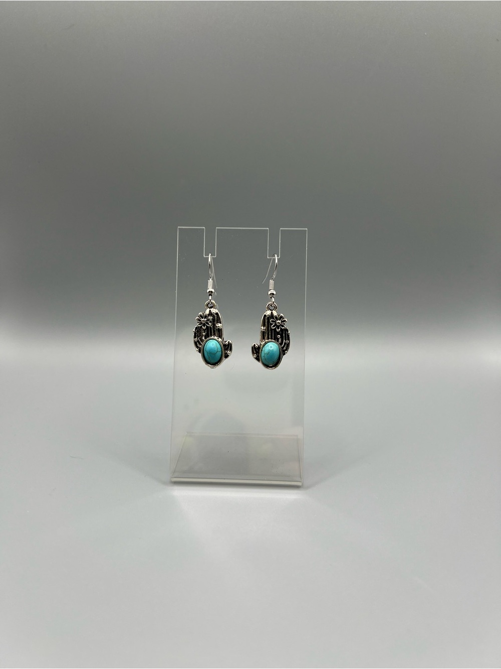 Turquoise Silver Drop Earrings - Handmade #E0126C